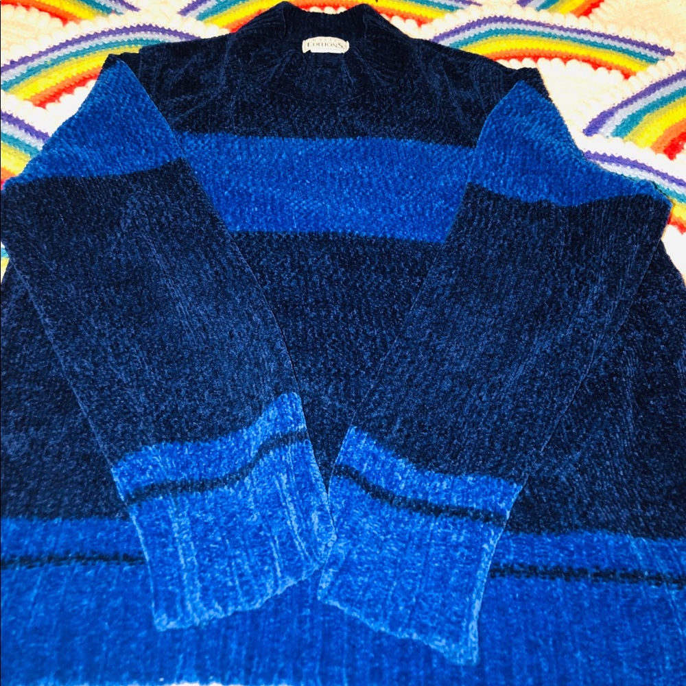 Blue faux knit sweater